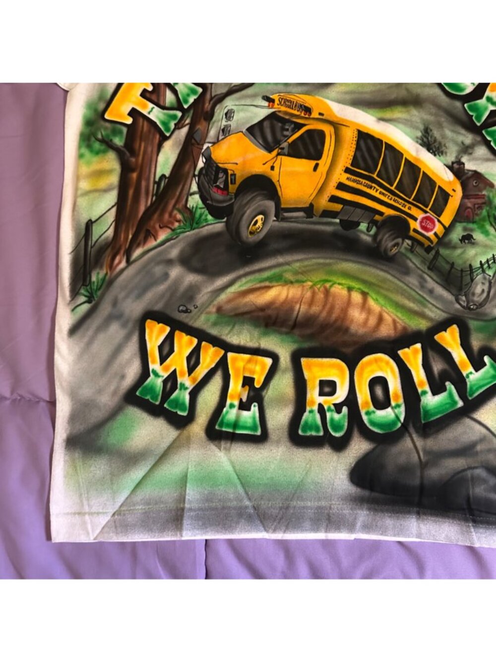 Custom Airbrushed "This Is How We Roll" T-Shirt With Bus Design Personalized "Ke - Picture 6 of 13